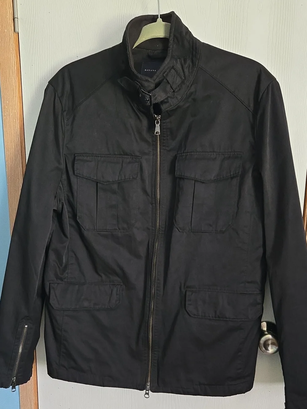 Banana Republic Black Utility Field Jacket with Stand Collar Size M